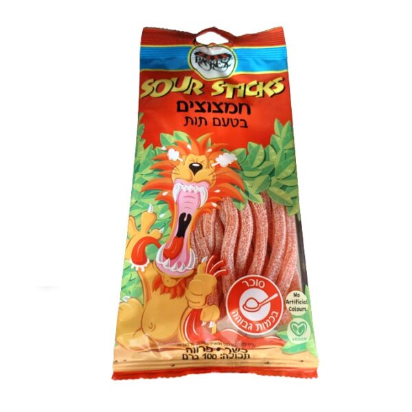 Paskesz Sour Sticks Strawberry Flavor