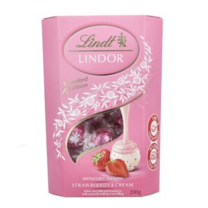 Lindt Lindor White Chocolate & Strawberry Candy, White Chocolate & Strawberry Filling