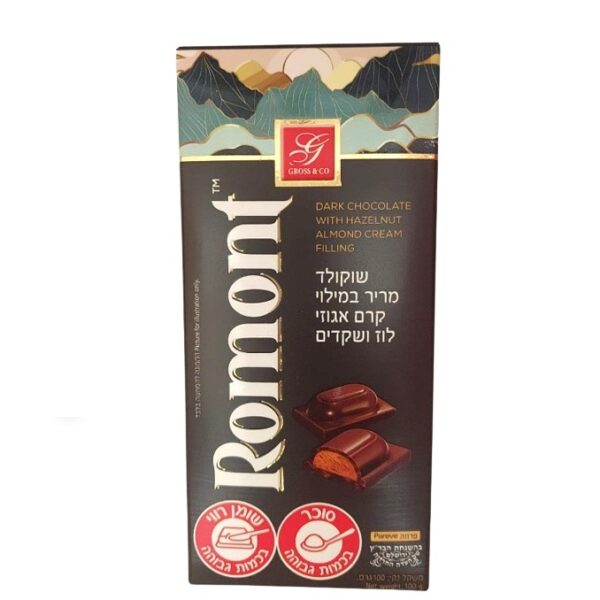 Gross & Co Romont Dark Chocolate Bar With Hazelnut Almond Cream Filling