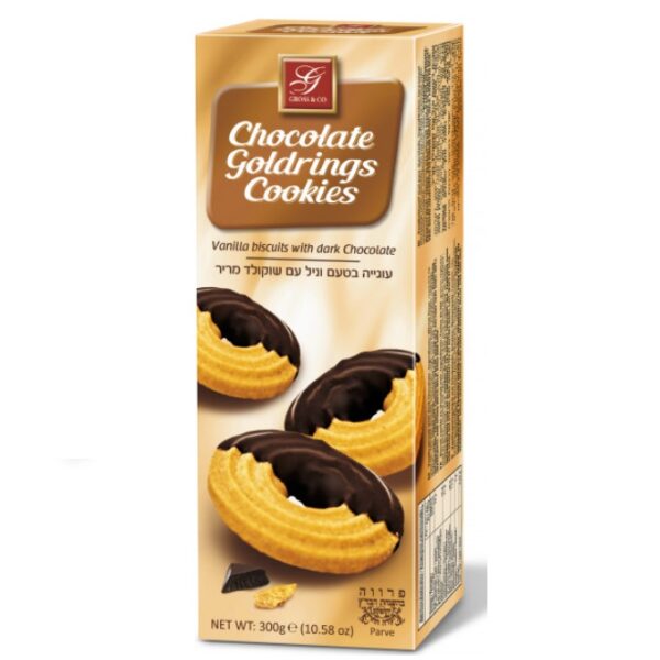 Gross & Co Chocolate Goldrings Cookies Vanilla Cookies With Half Dark Chocolate Cover