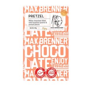 Max Brenner White Chocolate Bar Filled With Hazelnut Cream & Pretzel Pieces